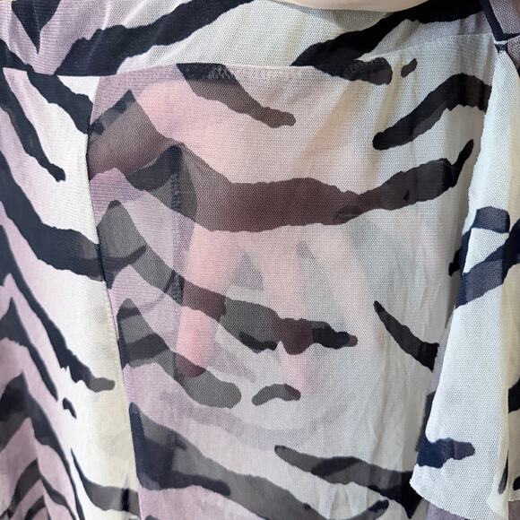 Madrag Y2K zebra sheer flare wide leg pant with ruffle plus size 2X USA made - Picture 7 of 9